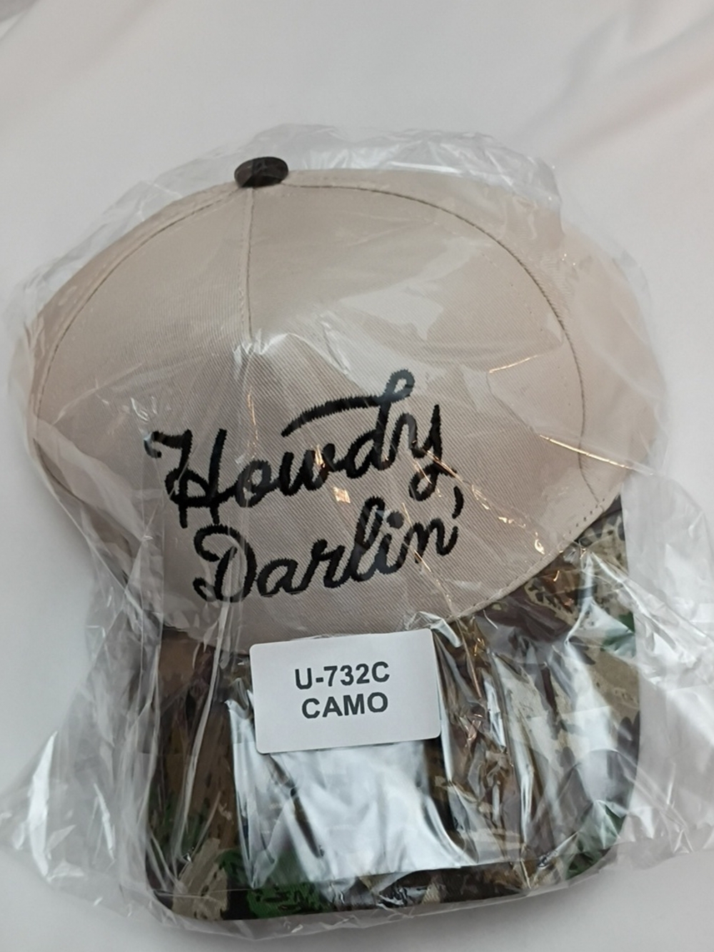 Women's Howdy Darlin' Camo Baseball Cap - Beige and Camo